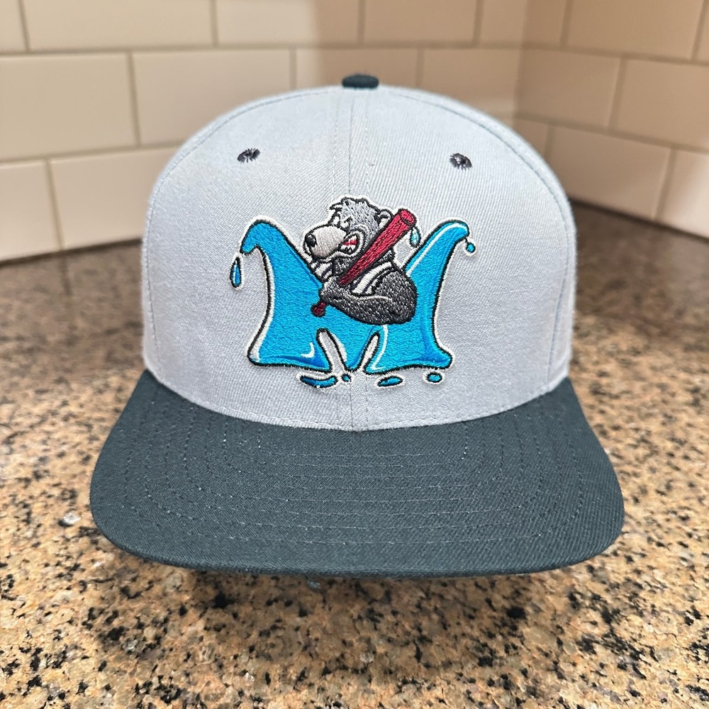 Vtg 90s Mobile Bay Bears New Era Snapback Hat Gray MiLB Made in US Deadstock New